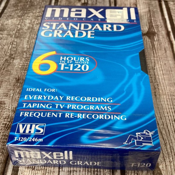 MAXELL 6 Hours T-120 Blank Standard Grade VHS Tape Brand NEW SEALED - Picture 3 of 5